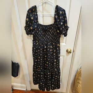 Forever 21 plus black floral midi dress Size 1X EUC